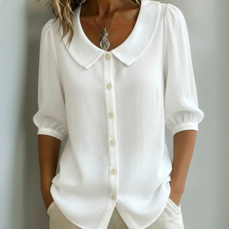 Camisa Casual de Color Liso con Manga Media