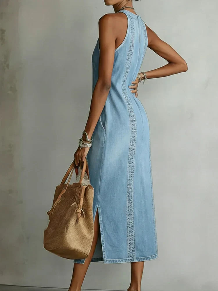 Julia™ | Vestido denim con encaje retro