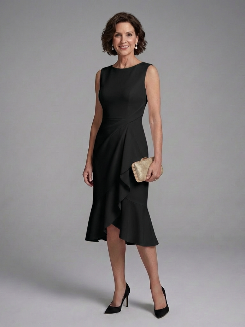 Cosima | Vestido Midi sin Mangas con Detalle Envolvente
