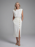 Amelia | Vestido Midi Asimétrico sin Mangas