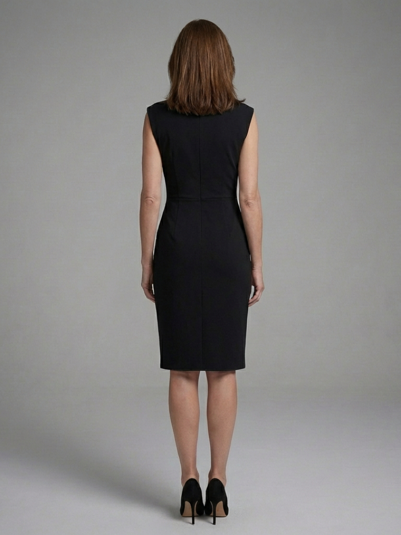 Faelina | Vestido Midi sin Mangas con Detalle de Escote Llave