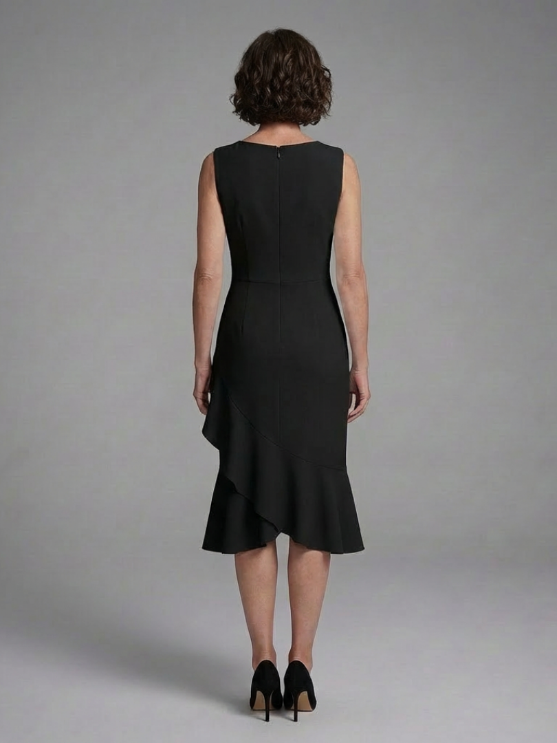 Cosima | Vestido Midi sin Mangas con Detalle Envolvente