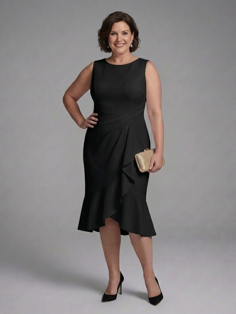 Cosima | Vestido Midi sin Mangas con Detalle Envolvente