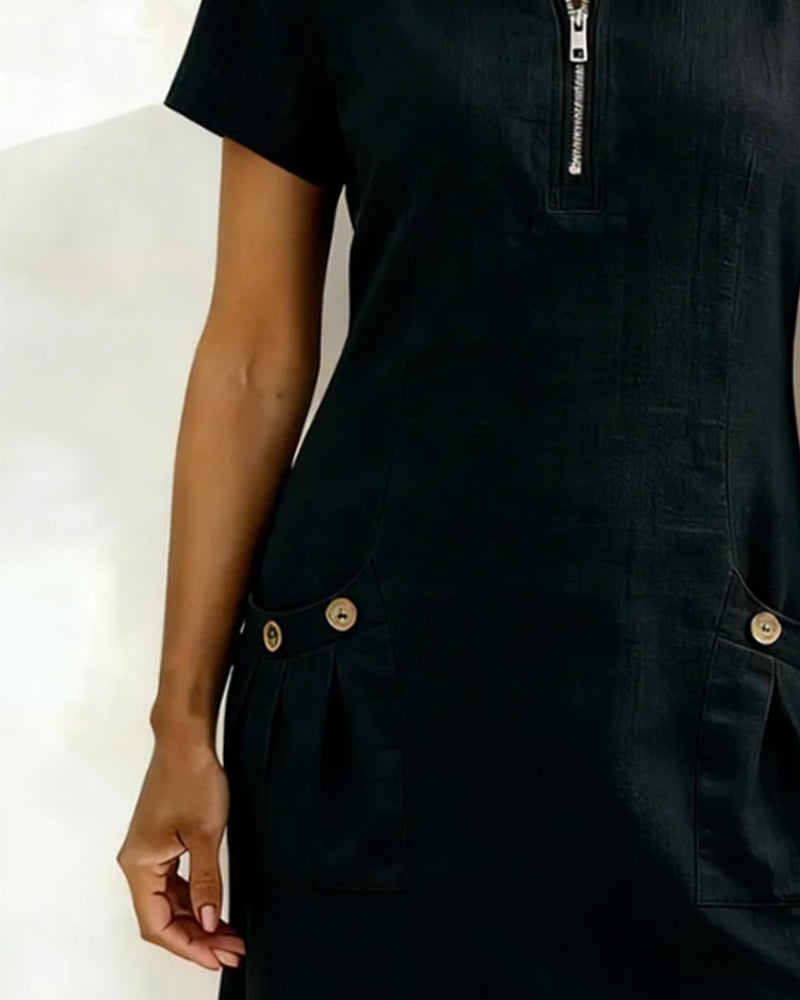 Van Elst Mode® | Vestido de algodón con bolsillo de cremallera