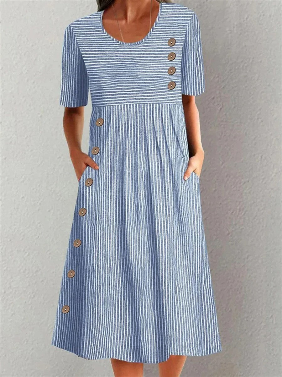 Ashley™ | Vestido midi de rayas