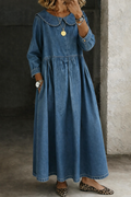 Clara™ | Vestido vaquero con cuello Peter Pan