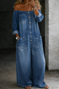 Elena™ | Mono denim con hombros descubiertos