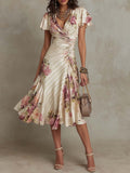 Sibanna · Vestido Midi Floral Vintage en Chiffon Marfil