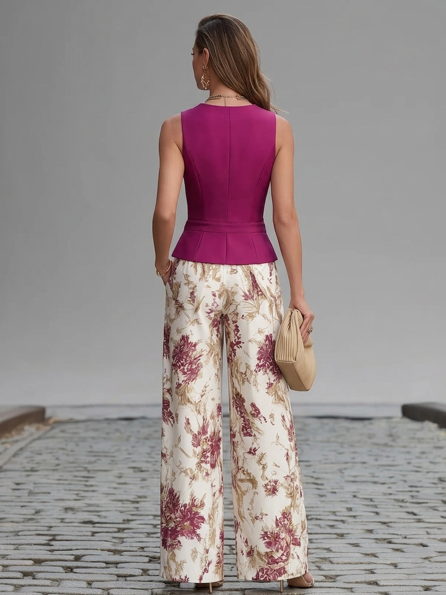 Lila™ | Conjunto con Pantalón Estampado Floral