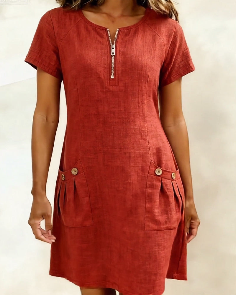 Van Elst Mode® | Vestido de algodón con bolsillo de cremallera