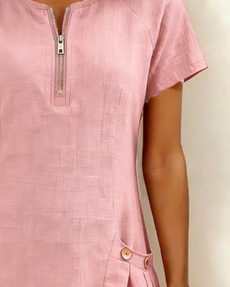 Van Elst Mode® | Vestido de algodón con bolsillo de cremallera