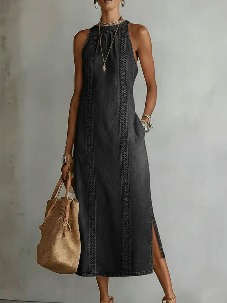 Julia™ | Vestido denim con encaje retro