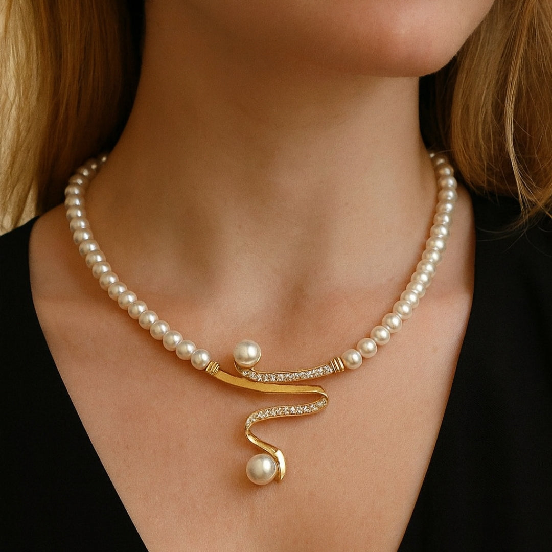 Elegante conjunto de collar y collar de perlas naturales