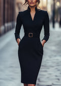 DALIA | Elegante vestido con cuello mao y cinturón