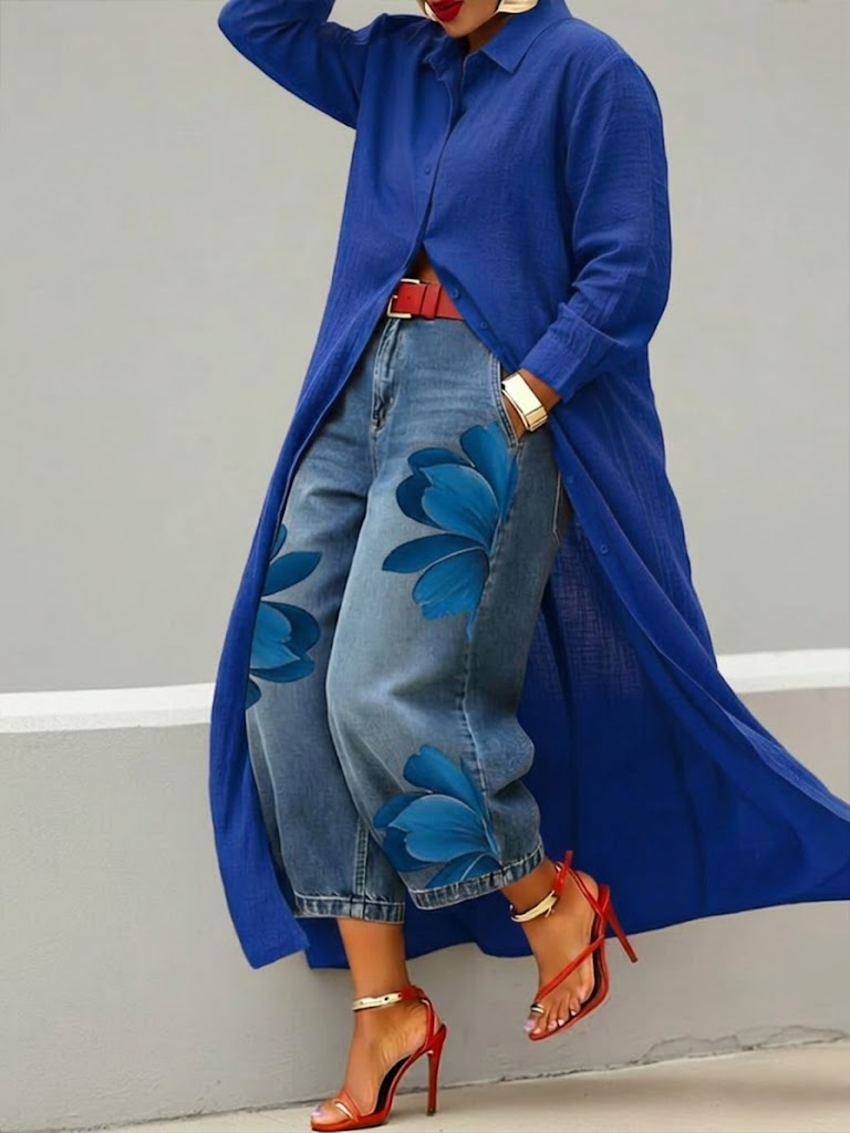 Daniella™ | Vestido de lino & Conjunto denim floral