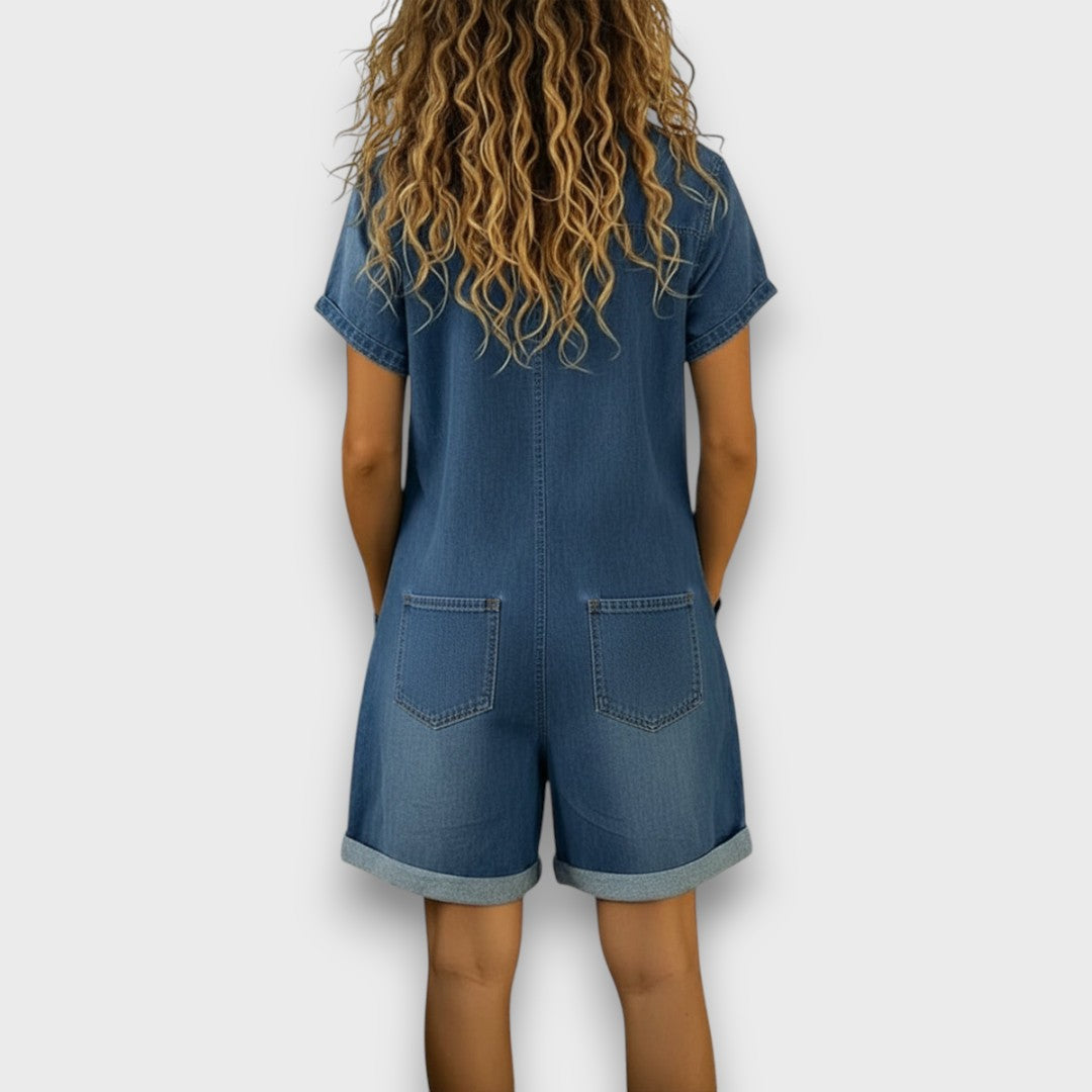 Joan™ | Peto corto de algodón efecto denim