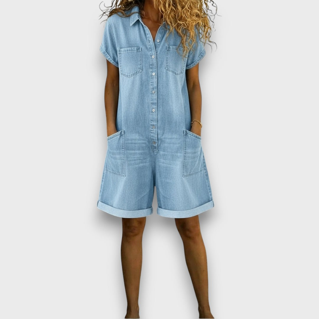 Joan™ | Peto corto de algodón efecto denim