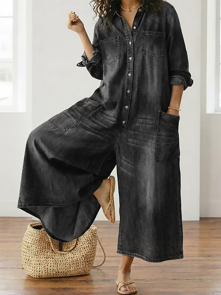 Diana™ | Mono denim vintage con botones