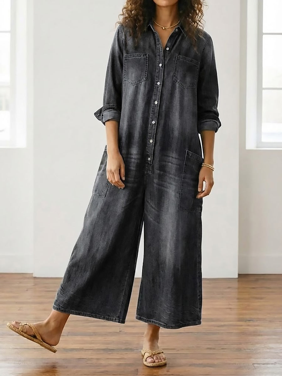 Diana™ | Mono denim vintage con botones