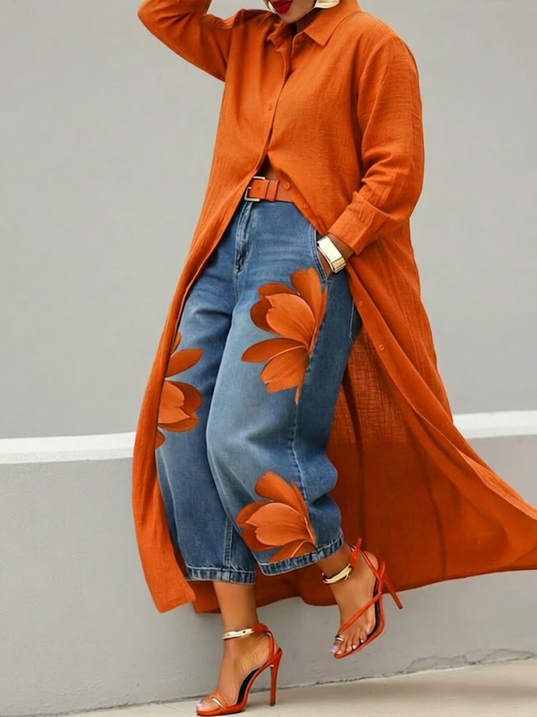 Daniella™ | Vestido de lino & Conjunto denim floral