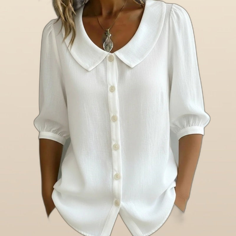 Camisa Casual de Color Liso con Manga Media